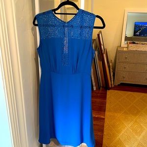 BCBGMaxazria bright blue never been work cocktail dress Size Small but is flowy.